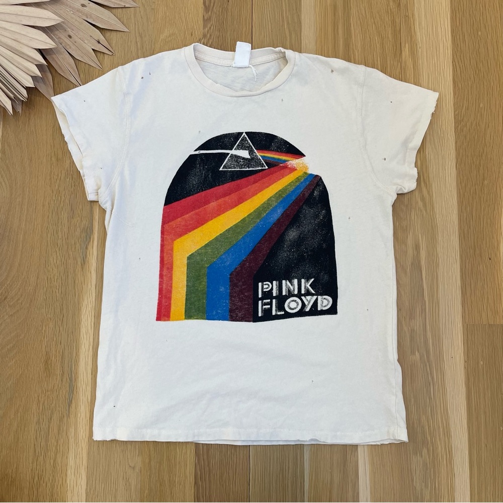 Madeworn Pink Floyd Dark Side of The Moon Rainbow Short Sleeve Graphic Band Tee